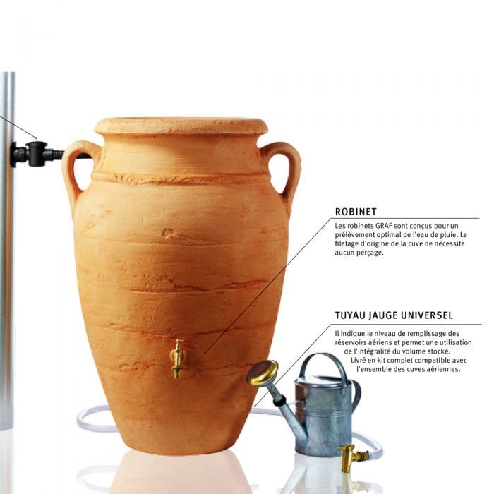 Récupérateur d'eau de pluie GARANTIA Amphore Antik 360 L Terracotta - Avec  collecteur - Jardiland