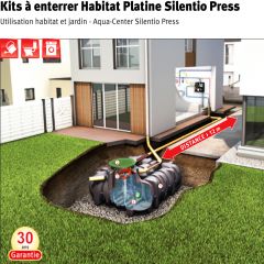 KIT DE RECUPERATION EAU DE PLUIE A ENTERRER HABITAT PLATINE SILENCIO PRESS 3000 LITRES REF 390144